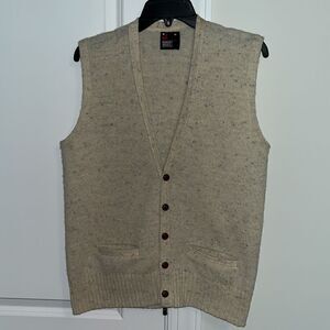 Vintage Robert Bruce Wool blend cardigan speckled print creme sweater vest M